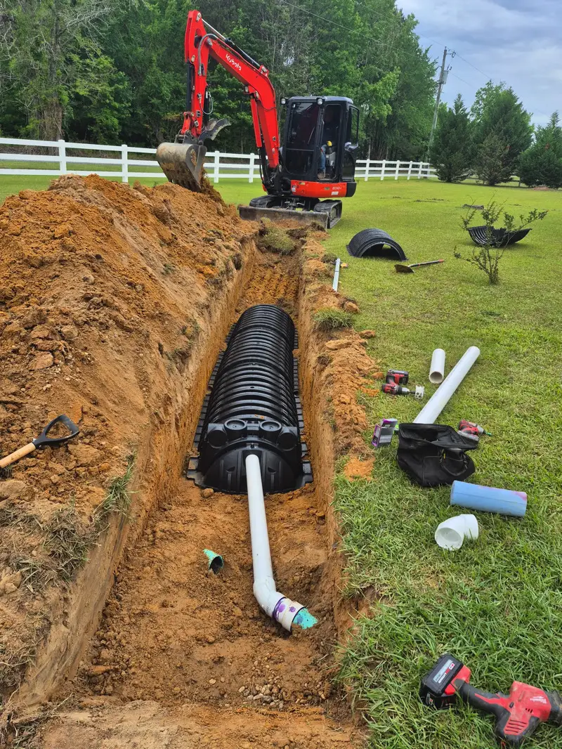 Flexible underground septic tank installation by Tanks4Less. Expert septic system solutions for residential properties.